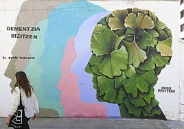 Mural de Txitxi Orbegozo elaborado para la asociación Buru Bihotzez y su programa 'Dementzia Bizitzen'.