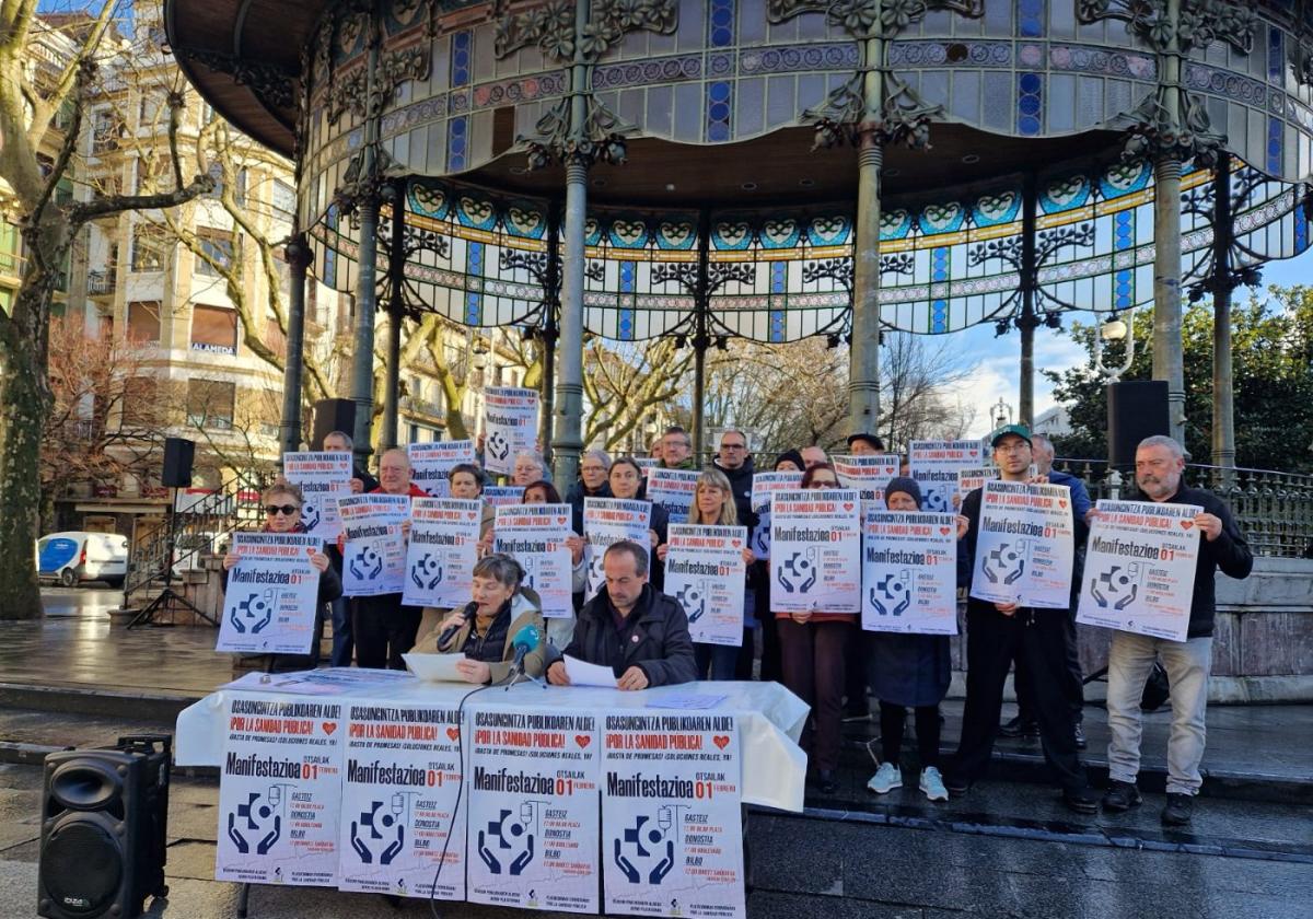 Plataformas ciudadanas ayer, en la presentación de la protesta.