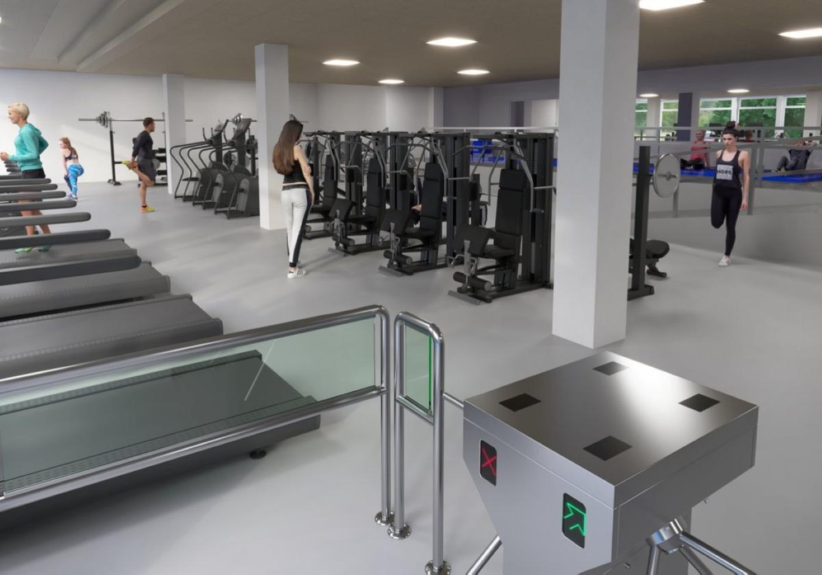 Infografía de la futura sala fitness del polideportivo de Bikuña.