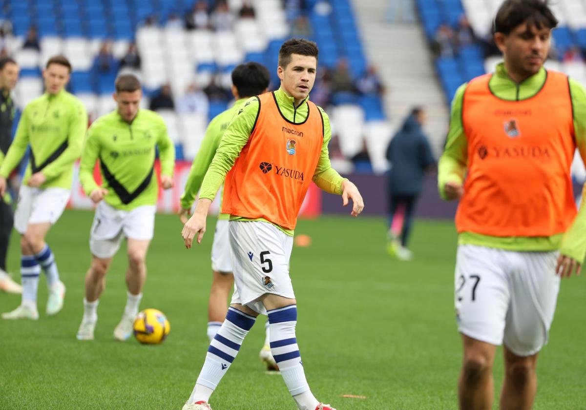 Los realistas, calentando en un partido de esta temporada.