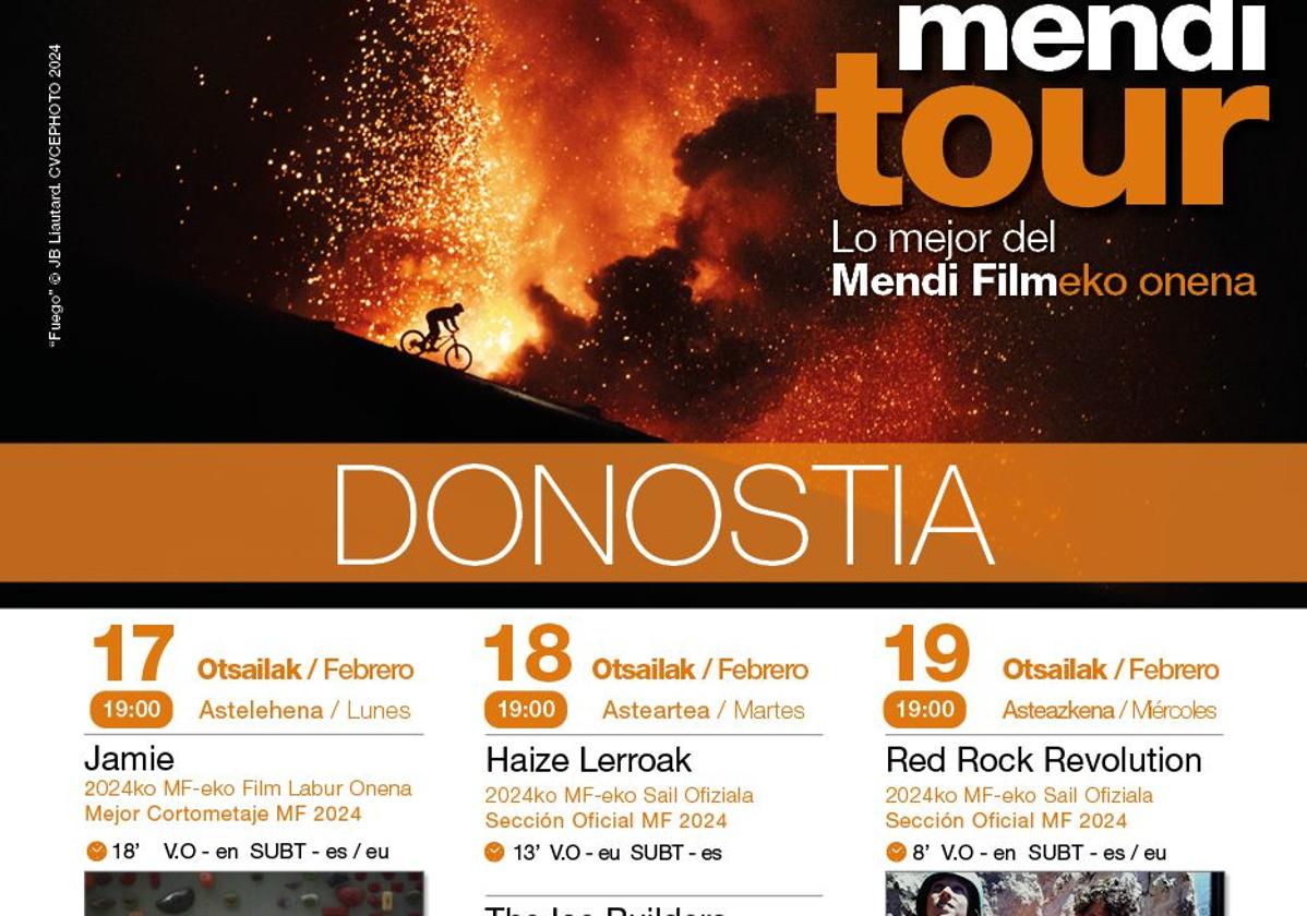 Cartel del Mendi Tour que acogerá Donostia a partir de este lunes.