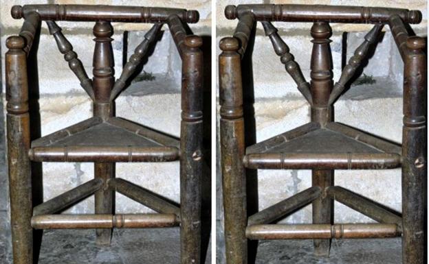 A la izquierda la silla de la iglesia parroquial de Nuestra Señora de la Asunción,, y a la derecha la de la ermita de San Miguel de Motxorro, en Legazpi.