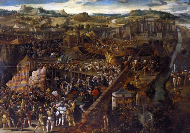 Cuadro representando la Batalla de Pavía. Anónimo.
