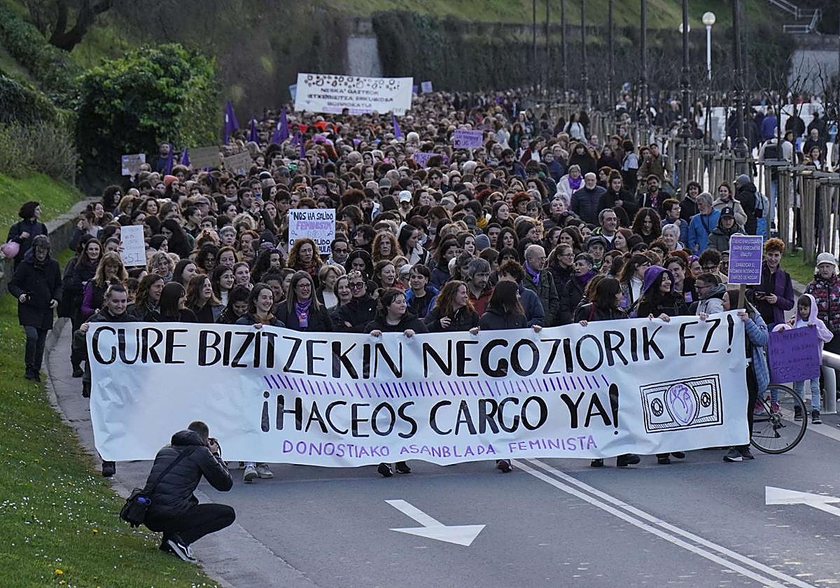 Manifestación del 8-M del pasado año en Donostia