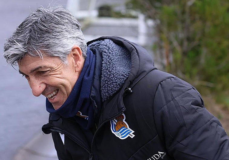 Imanol Alguacil, antes del entrenamiento de este martes en Zubieta