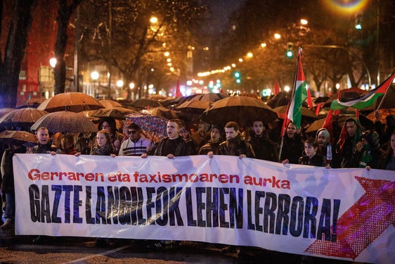 Cabeza de la manifestación de GKS celebrada el pasado mes de enero en Bilbao.