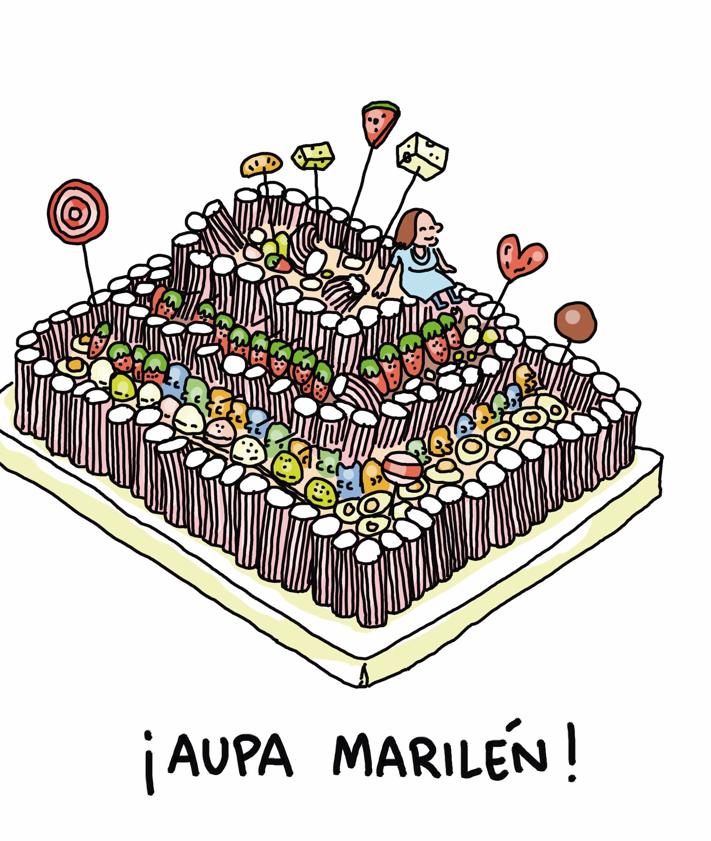 Imagen secundaria 2 - Esquela de Marilén publicada en DV, acompañada de una foto de David de Jorge con ella y un dibujo diseñado por la familia en su memoria.