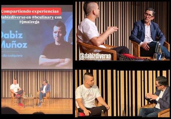 Dabiz Muñoz durante su charla con los alumnos del Basque Culinary Center en Donostia.