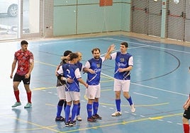 Los azules durante el partido celebrado en Elorsoro.