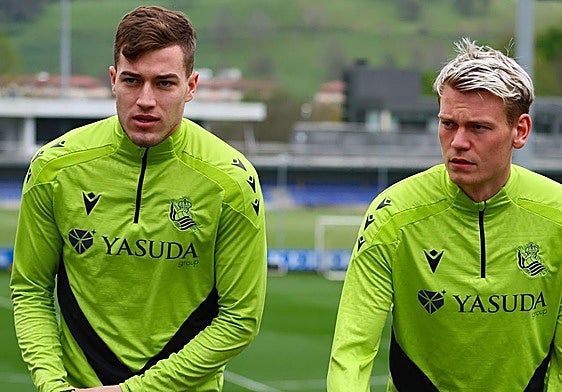 Sucic, junto a Óskarsson en el entrenamiento de este miércoles