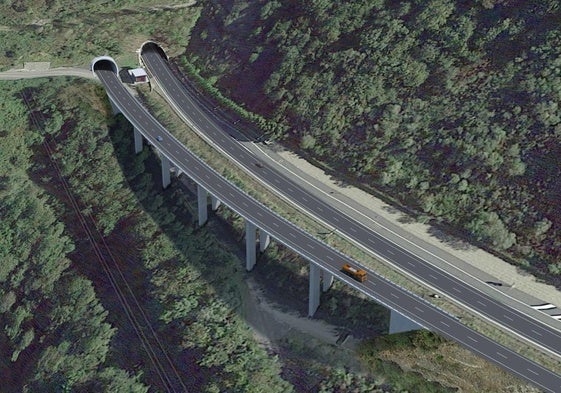 Zona de intervención en el tramo entre el nuevo túnel de Belate y el nuevo túnel de Almandoz.