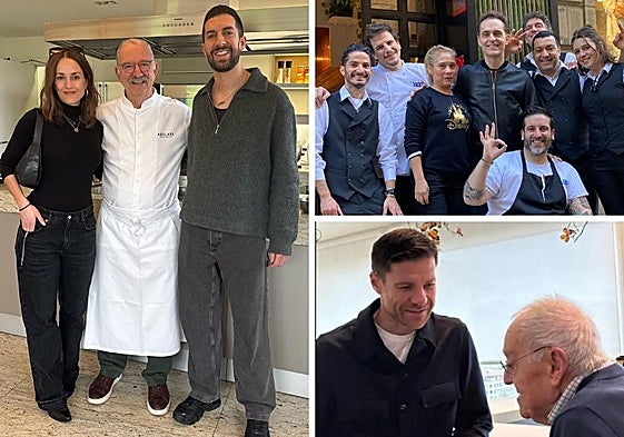 Pedro Subijana con David Broncano y Silvia Alonso, Pedro Alonso-Berlín en el Ibai y Xabi Alonso con el gran Txomin Rekondo.