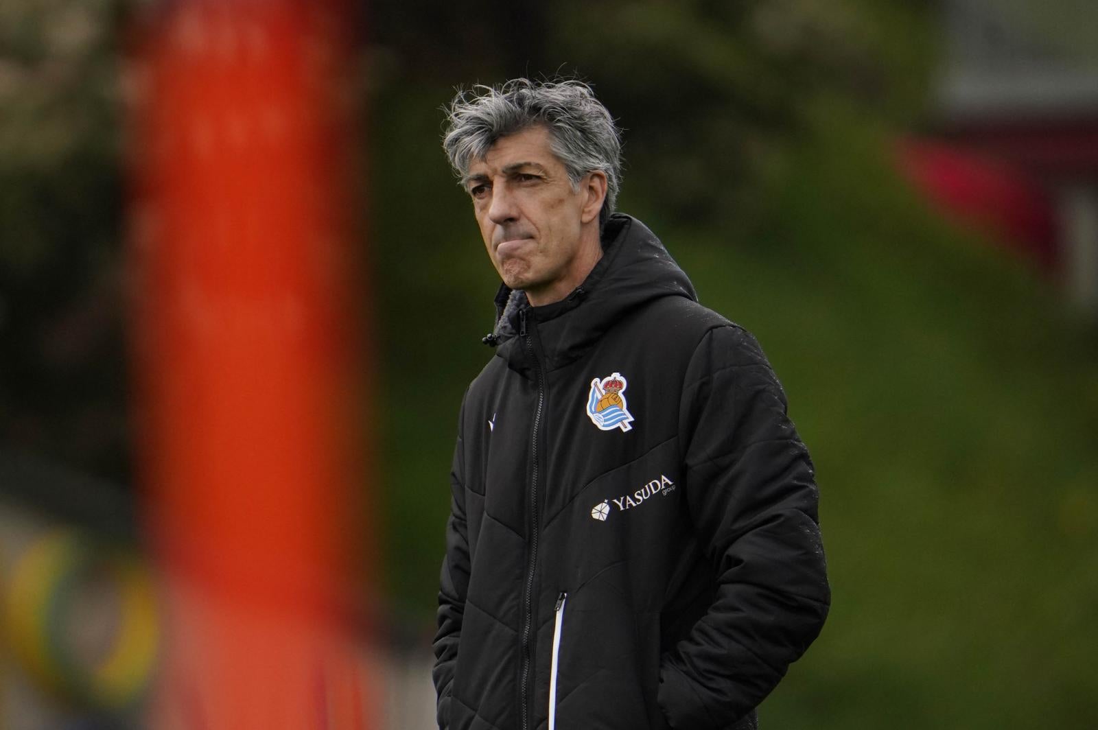 Imanol, en el entrenamiento de este viernes en Zubieta