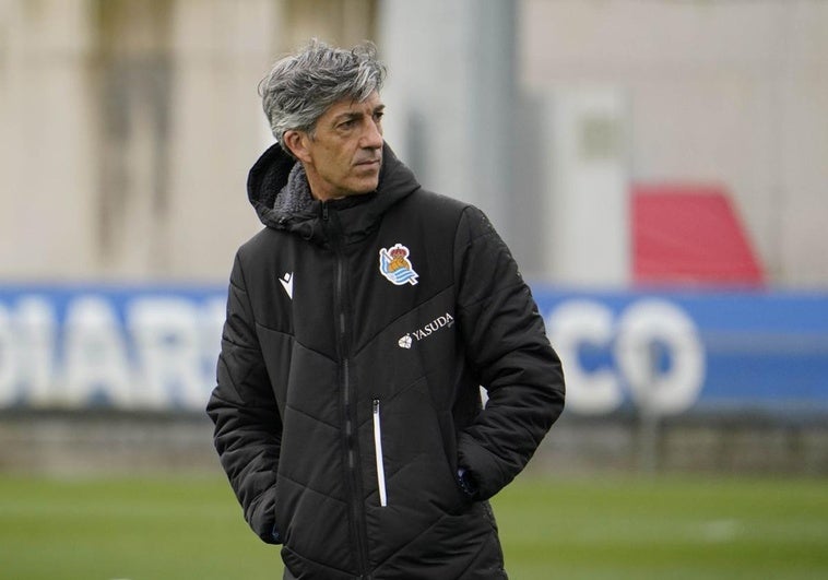Imanol, durante un entrenamiento en Zubieta