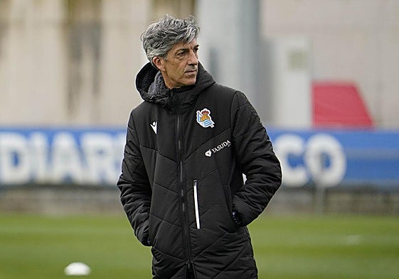 Imanol, durante un entrenamiento en Zubieta