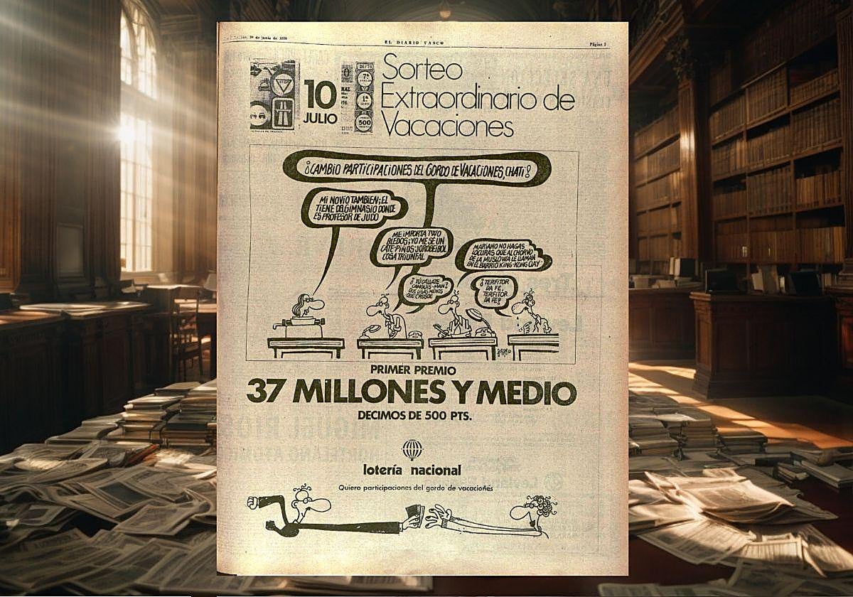 Anuncio con la viñeta de Forges de la Lotería.