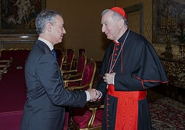 El entonces lehendakari Urkullu con el secretario de Estado del Vaticano, Pietro Parolin, en uno de sus encuentros.