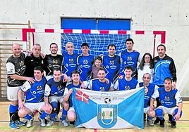 Los jugadores del principal equipo de fútbol sala de Oiartzun Kirol Elkartea en un encuentro anterior.