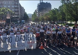 Pancarta de ánimo a Danel en Irun.