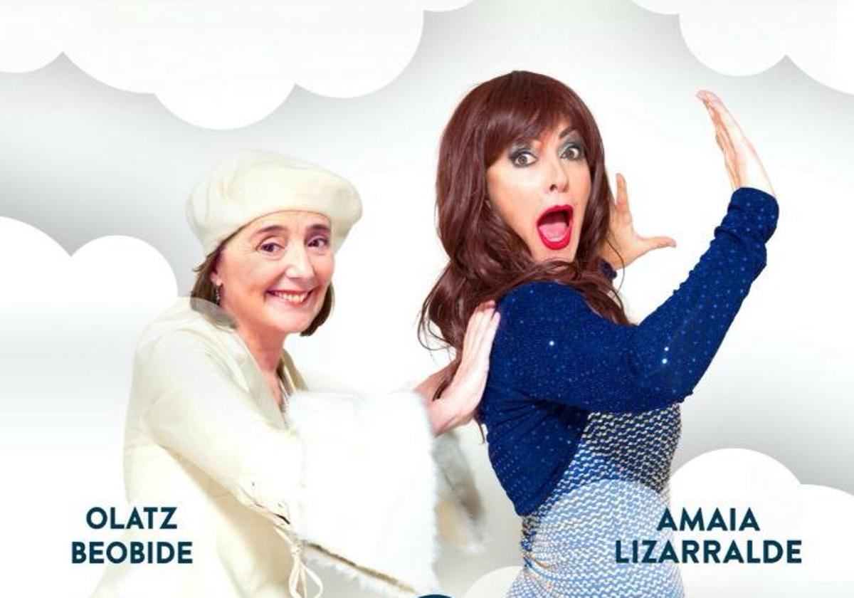 Olatz Beobide y Amaia Lizarralde en el cartel de la obra.