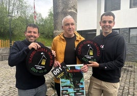 Iñigo Viana, Joxe Mari Gabilondo y Asier Alberdi en la presentación de la carrera, realizada ayer en Ezkio.
