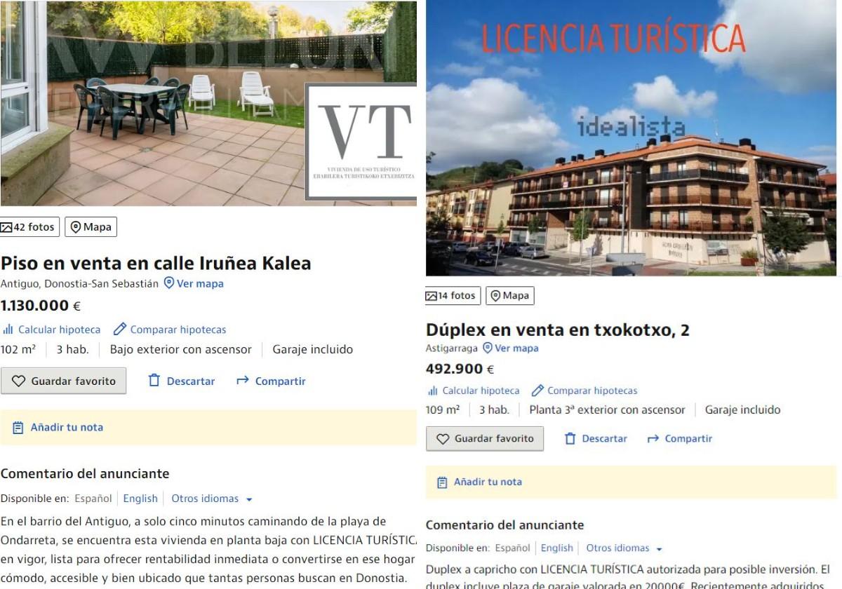 Proliferan en Gipuzkoa las ofertas inmobiliarias de pisos con licencia turística como reclamo