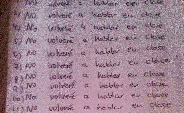 Uno de los castigos más habituales era repetir varias veces una palabra o frase.