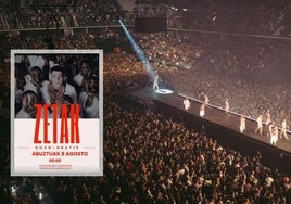 Cartel del concierto de Zetak gratis en agosto y una de sus actuaciones en Pamplona.