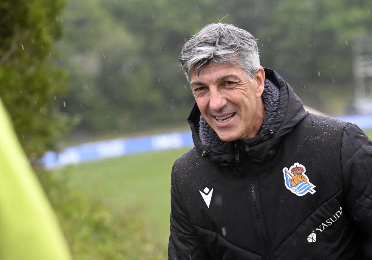 Imanol este viernes bajo la lluvia en Zubieta