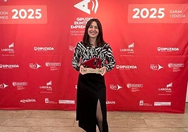 La arrasatearra Eider Etxebarria Bergaretxe en el acto que tuvo lugar el 8 de mayo en el Aquarium de Donostia
