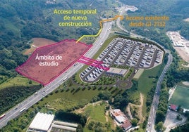 Plano de la localización donde se construirá la segunda parte del Centro Integral de Transportes de Astigarraga.