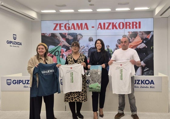 Maialen Arizkorreta, Goizane Alvarez, Azahara Domingues e Iker Zubeldia en la presentación de la prueba,