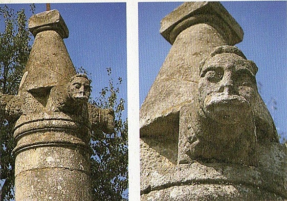 Cabezas de animales en el capitel de la picota de Gabiria