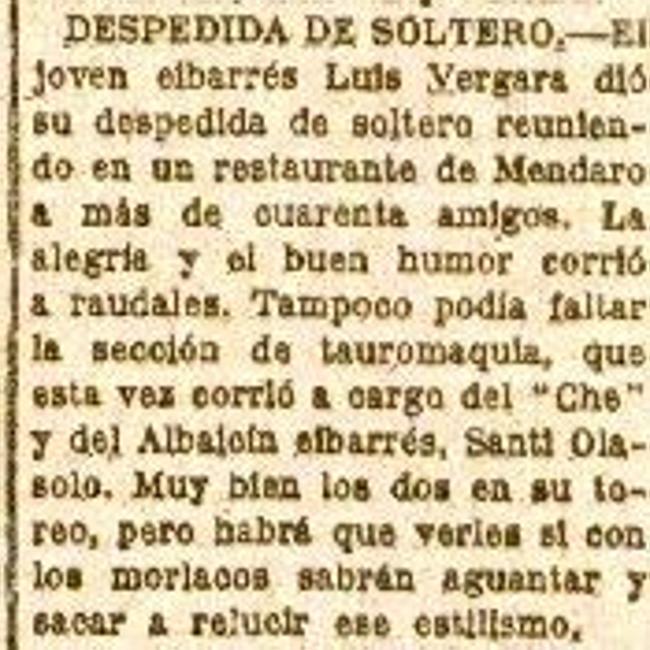Publicado en la crónica de Eibar de EL DIARIO VASCO el 30-V-1945.