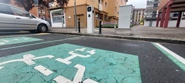 Un punto de recarga de vehículos eléctricos en Azpeitia, en el barrio Sanjuandegi.