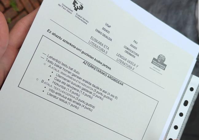 Examen de Euskera del inicio de la Selectividad.