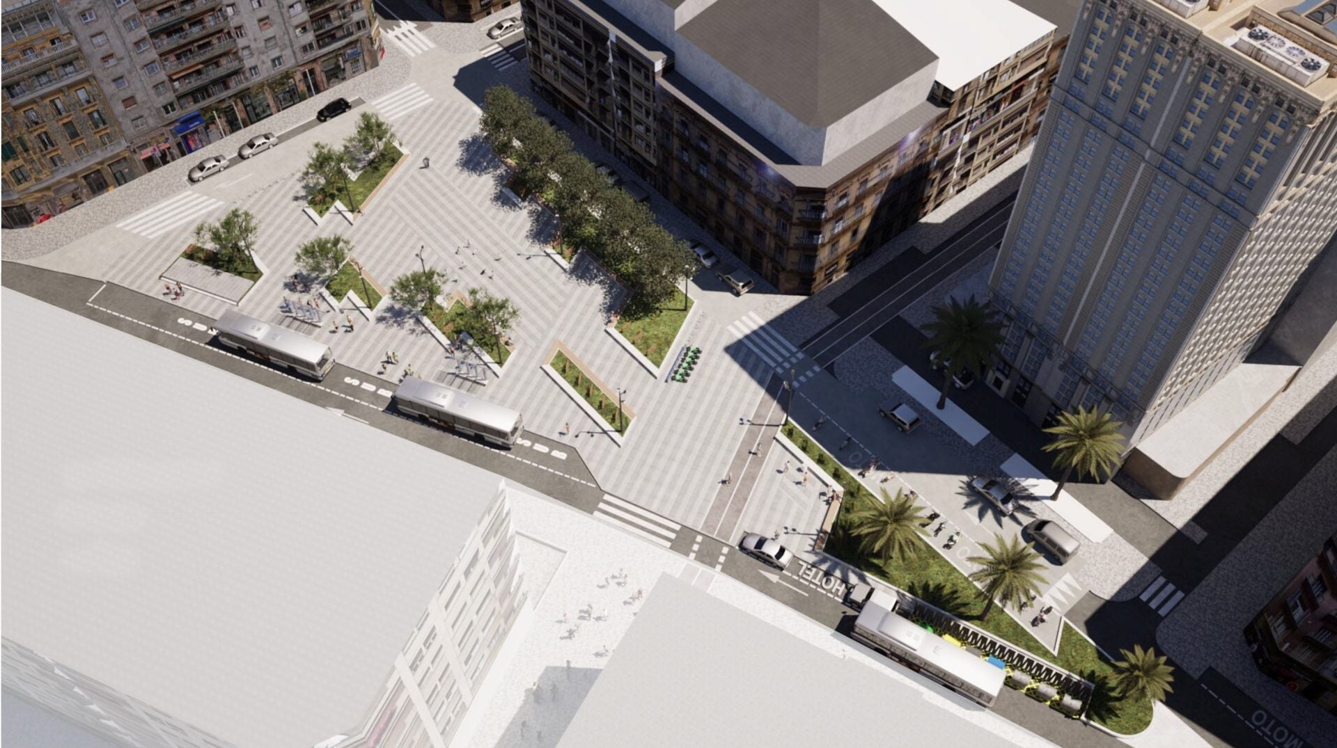 Imagen principal - Los vecinos del Centro plantean una plaza de Zaragoza con más zonas verdes y un estanque