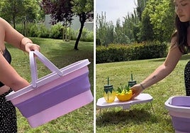 La cesta plegable 2 en 1 viral, ideal para la playa y los picnics en el parque de este verano