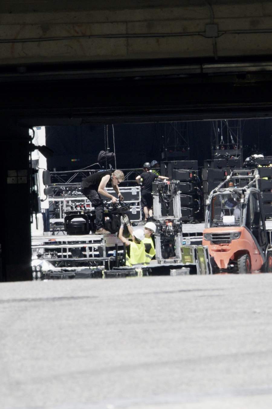 Últimos preparativos antes del primer concierto de Bruce Springsteen en San Sebastián