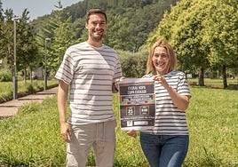 Asier Santiago y Goizalde Pildain en la presentación del evento deportivo que se disputará este sábado.