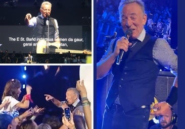 Los guiños de Bruce en el primer 'round' en Anoeta: el euskera, la ikurriña, las púas y la botella de whisky