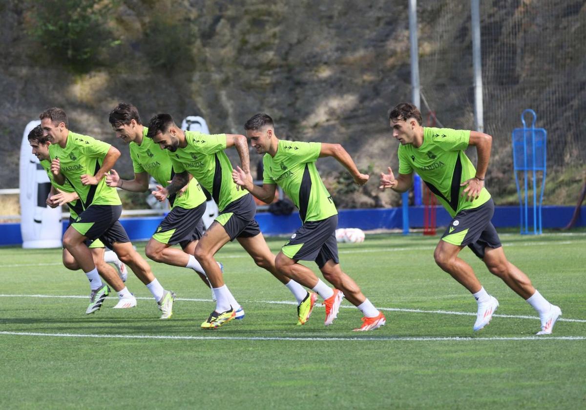 Marín, Olasagasti, Urko, Brais, Gorrotxategi y Goti, en la pasada pretemporada.