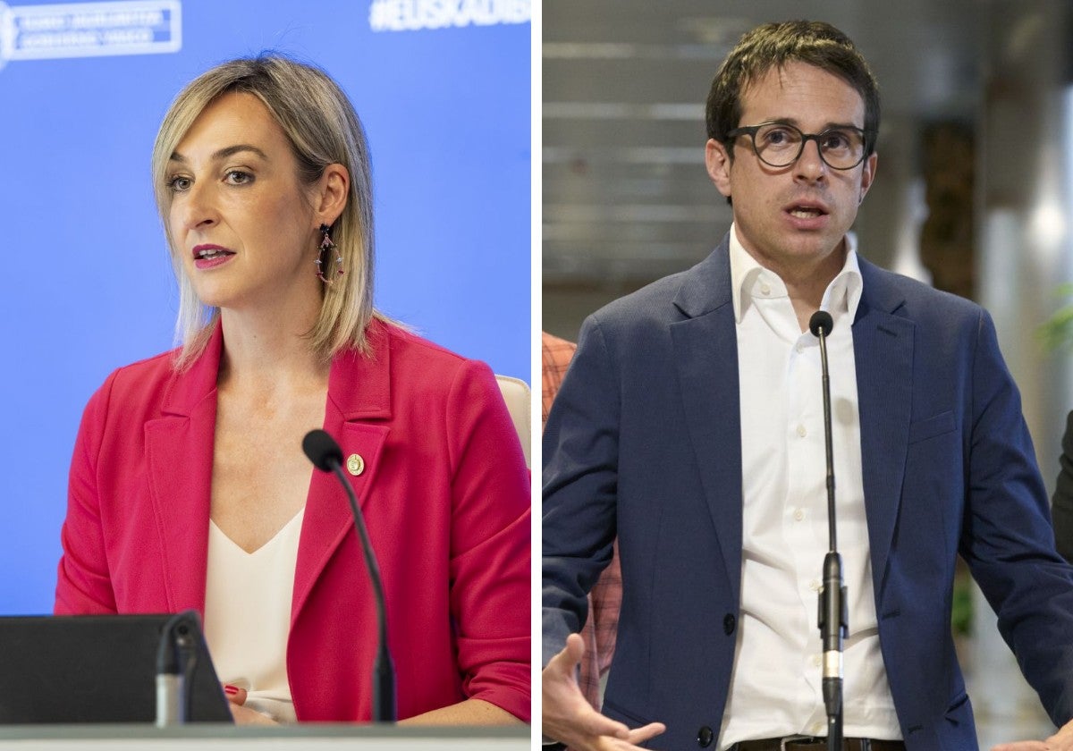 Maria Ubarretxena, portavoz del Gobierno Vasco, y Pello Otxandiano, portavoz de EH Bildu.