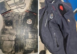 Partes de los uniformes llenas de moho con las que ErNE denuncia la situación en la ertzain-etxea de Ondarreta.