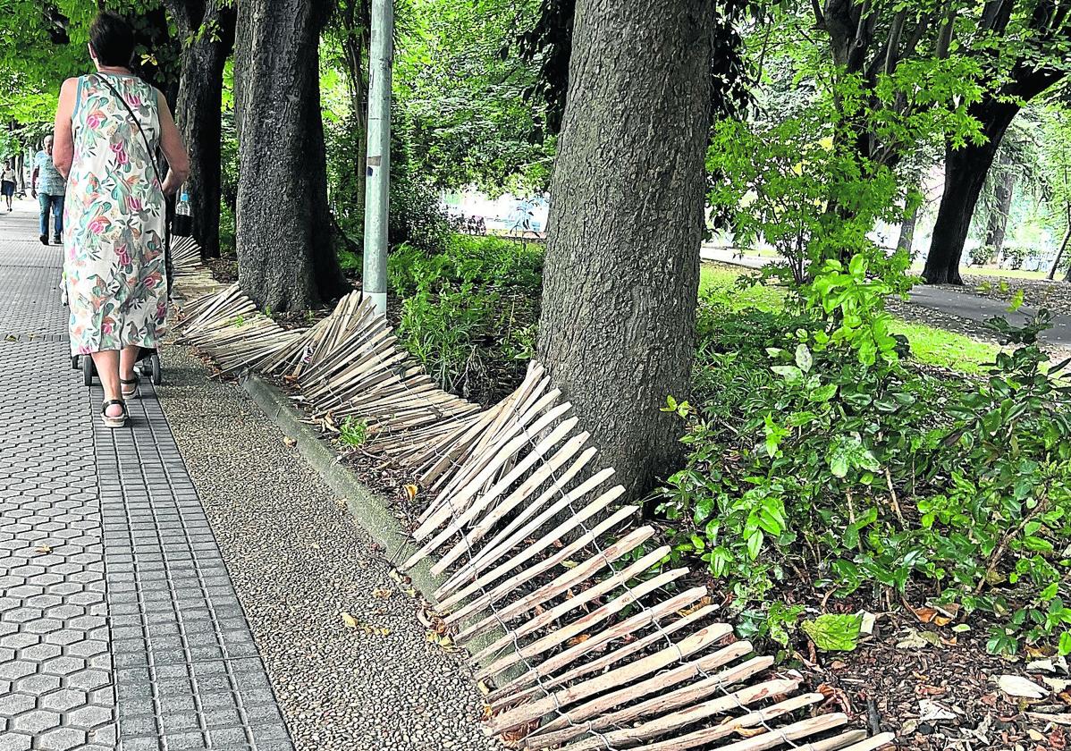 Carlos, un vecino de Amara, escribe: «Con motivo de los últimos conciertos en Anoeta, el pequeño vallado de estacas de madera que protegía las plantaciones del parque Aitzol de Amara ha quedado dañado. Lleva varios días ofreciendo una imagen de dejadez. Igual ya no es necesario el vallado y hay que pensar en quitarlo».