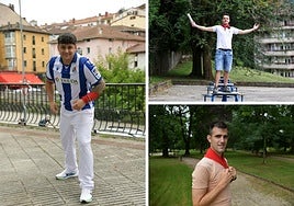 Iker Pérez, Jon Díaz y Alex Berasategui, pañuelico al cuello.