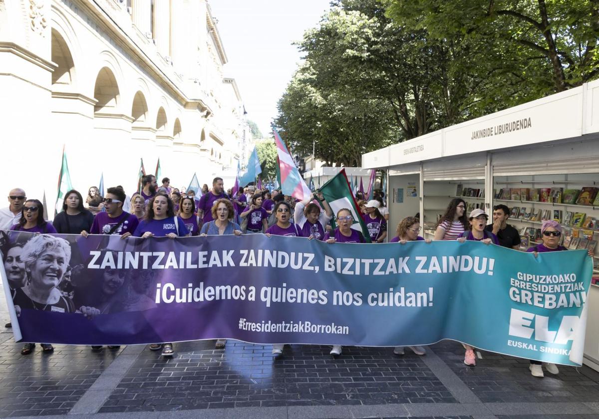 Concentración de los trabajadores hoy en San Sebastián