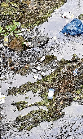 Imagen de parte de la basura hallada en el río.