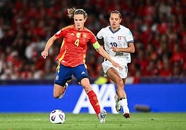 Irene Paredes, durante el encuentro de cuartos de final de la Eurocopa frente a Suiza.