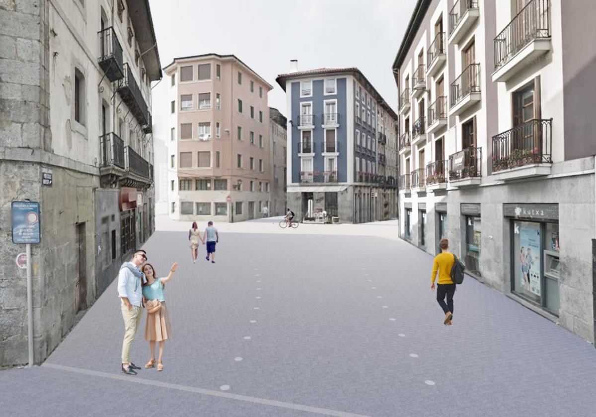 Reforma integral. Infografía que recrea cómo podría quedar la plaza Gorrti una vez rehabilitada.